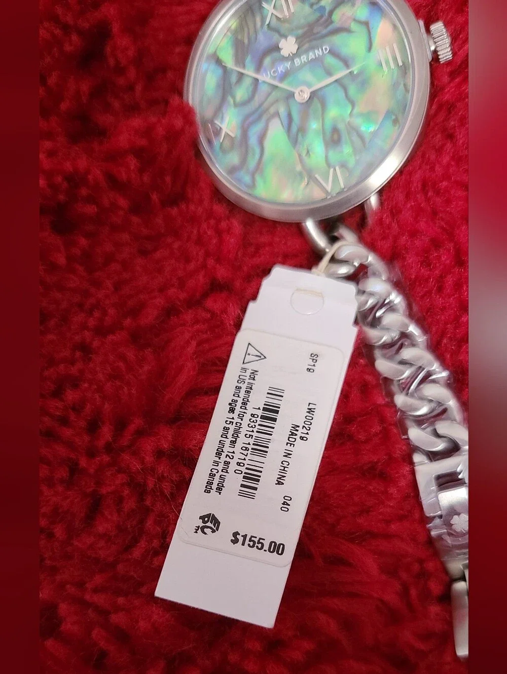 Lucky Brand Iridescent Shell Face Chain Watch - Multicolor. Stainless Steel
